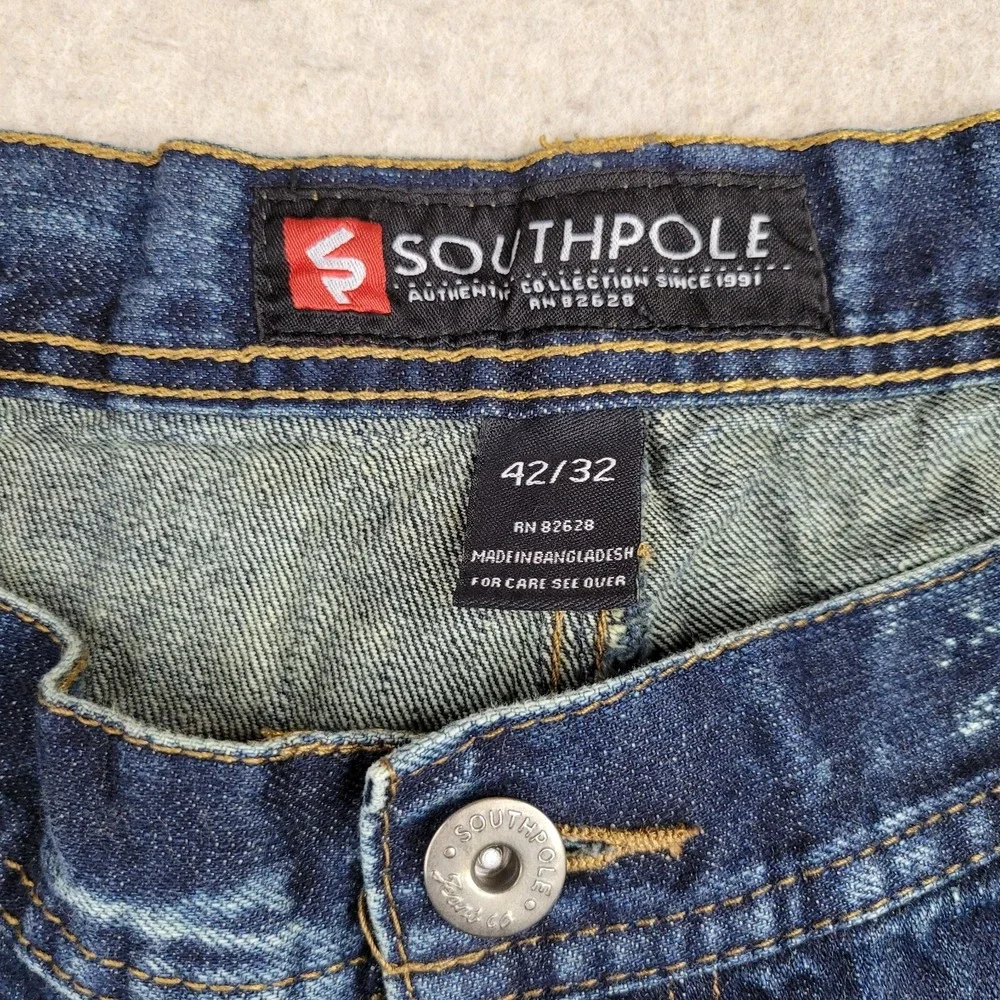 Southpole Mens Distressed Acid Wash Jeans Size 42 x 32 Hop‎ Skater Denim Vintage